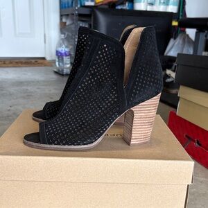 Lucky Brand Black Perforated Heeled Boots